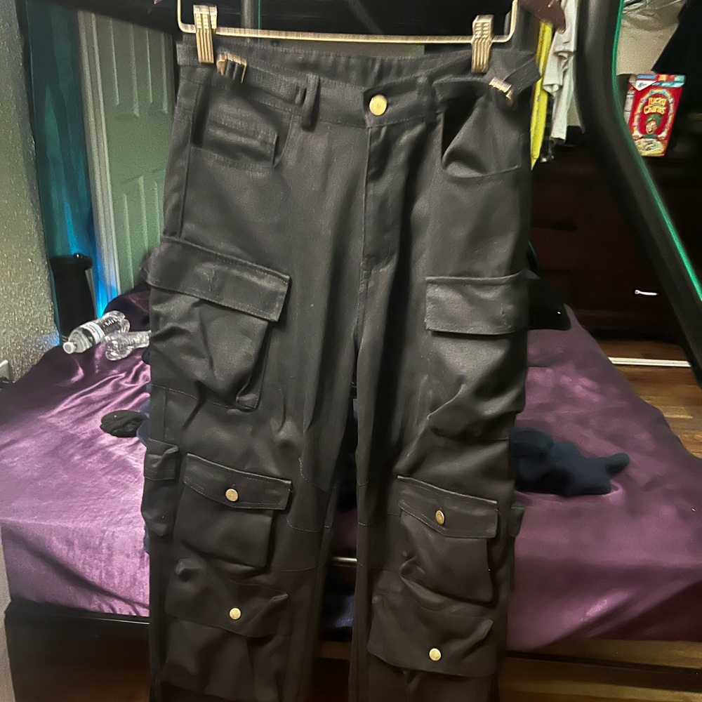 Leather flared pants